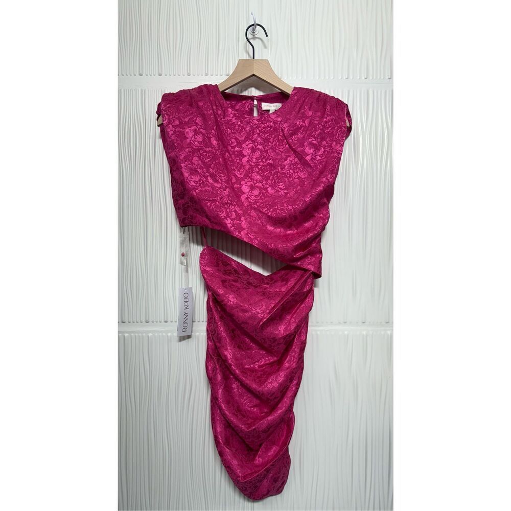 Ronny Kobo Collection Fuchsia Cutout Ruched Mini Dress - Picture 2 of 11